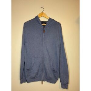 Nordstrom Men's Shop Zip Hoodie Blue Cotton Cashmere Blend L